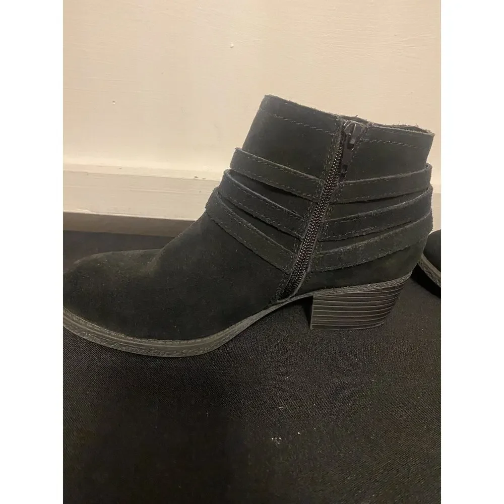 Crown Vintage Tanger Suede Leather Ankle Boot Bootie Shoes Buckle Size 7 M